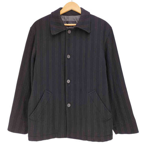 Real Man Real Style 裏地キルティング ストライプ ウール ハーフコート メンズ import:M