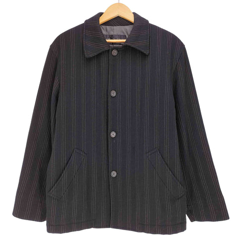 Real Man Real Style 裏地キルティング ストライプ ウール ハーフコート メンズ import:M