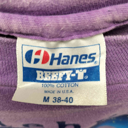 ヘインズ Hanes 80-90S BEEFY ボディ USA製 S/S プリント Tシャツ 裾袖シングル メンズ import:M