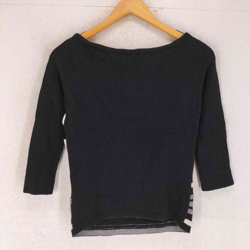 バーバリーブラックレーベル BURBERRY BLACK LABEL ホース刺繍 七分裾 ボーダーニット レディース EUR:38