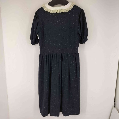 PEYTON PLACE 襟レースデザイン S/S ドットワンピース レディース