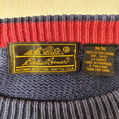 エディーバウアー Eddie Bauer 80-90S 黒タグ後期 コットンニット メンズ import:M