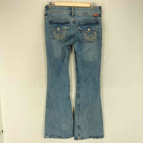 エイチアンドエム H&M フラップポケット 刺繍デザイン フレアデニムパンツ Y2K レディース 38