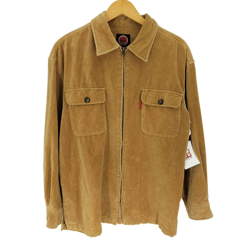 ラッキーストライク LUCKY STRIKE 90-00S ベロア ジップアップ シャツ ジャケット メンズ import:M