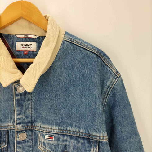 トミージーンズ tommy jeans 裏地チェック ブランケット デニムジャケット メンズ JPN:XL