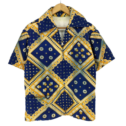 60-70S TALONジップ 裏地パイル ビーチシャツ メンズ