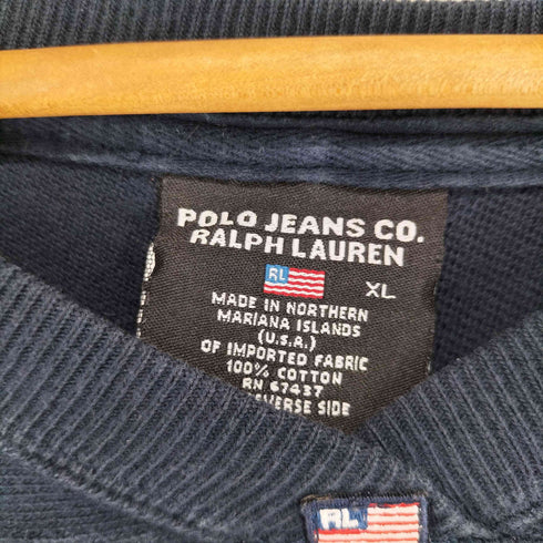 ポロジーンズ RL POLO JEANS CO. USA製 ロゴ刺繍 Vネック スウェット メンズ XL