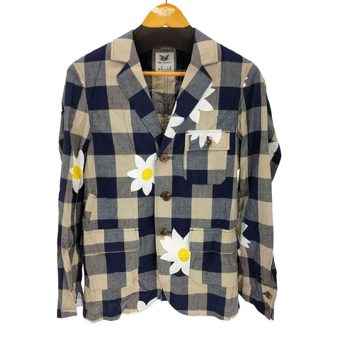 マークマクナイリー MARK MCNAIRY フラワープリント チェック柄3Bテーラードジャケット メンズ M