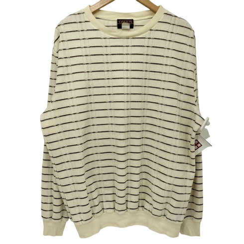 オークトン OAKTON 80S ベロア ジャガード ボーダーデザイン スウェット メンズ import:L