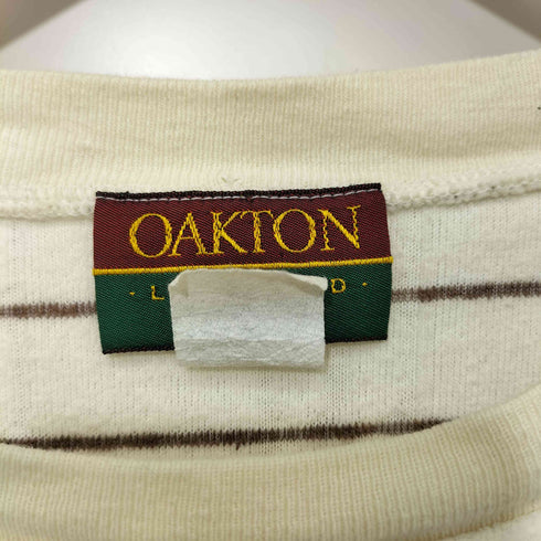 オークトン OAKTON 80S ベロア ジャガード ボーダーデザイン スウェット メンズ import:L