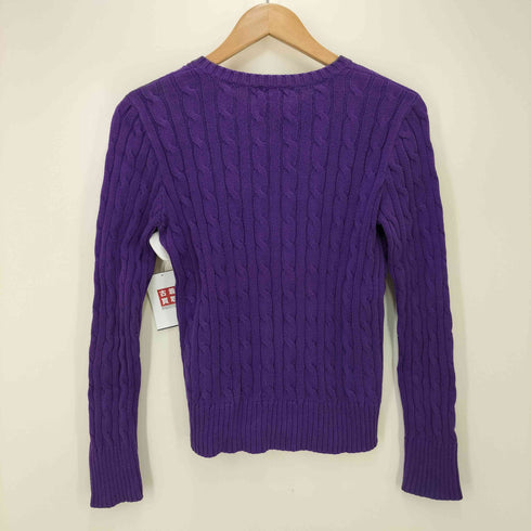 ラルフローレン RALPH LAUREN ポニー刺繍 フリルデザイン ケーブル編み コットンニット レディース L(12-14)