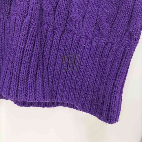 ラルフローレン RALPH LAUREN ポニー刺繍 フリルデザイン ケーブル編み コットンニット レディース L(12-14)