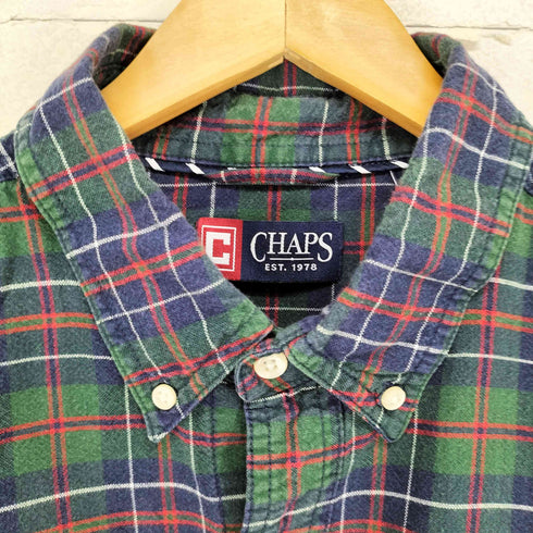 チャップス CHAPS ロゴ刺繍 チェック柄 L/S ボタンダウンシャツ メンズ XL