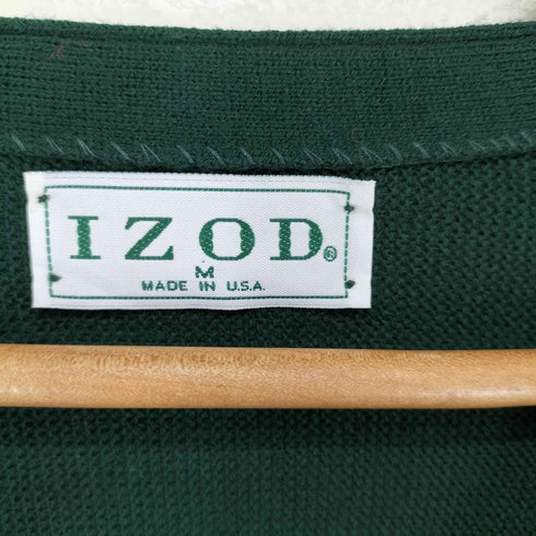 アイゾッド IZOD 90S USA製 ロゴ刺繍 アクリル カーディガン メンズ M