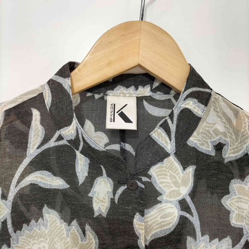 OF KRIZIA ボタニカル シアー ノースリーブ スタンドカラーシャツ レディース JPN:42