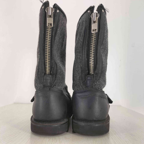 ユケテン Yuketen バックジップ ツイード切替レザーブーツ vibramソール メンズ 10
