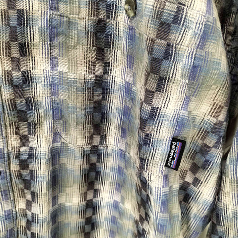 パタゴニア patagonia 90S ポルトガル製 オーガニックコットン チェックシャツ メンズ import:L