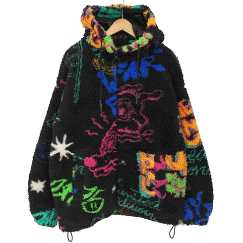 ザラ ZARA 総柄 フリース ボアジャケット メンズ s-m