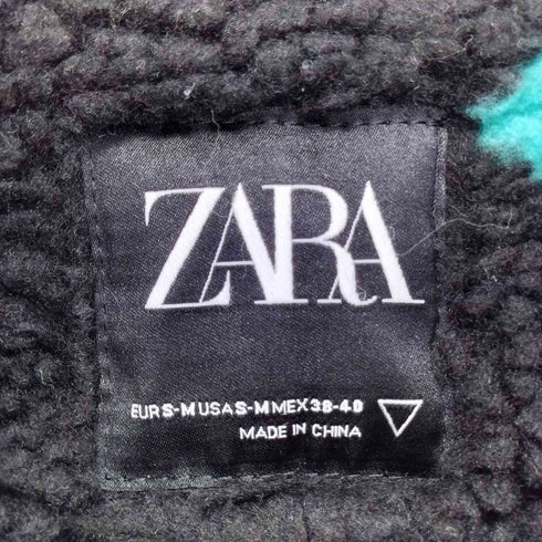 ザラ ZARA 総柄 フリース ボアジャケット メンズ s-m