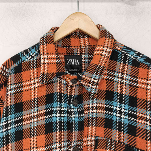 ザラ ZARA チェック柄 フランネル シャツジャケット メンズ JPN:XL