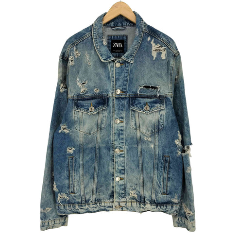 ザラ ZARA オーバーサイズ ダメージ 加工 デニムジャケット メンズ JPN:XL