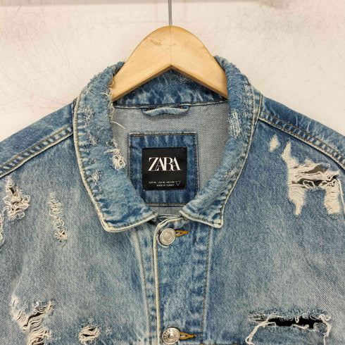 ザラ ZARA オーバーサイズ ダメージ 加工 デニムジャケット メンズ JPN:XL