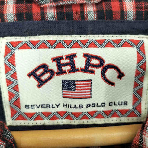 ビバリーヒルズポロクラブ BEVERLY HILLS POLO CLUB リネン混チェック柄ジップパーカー Y2K レディース M