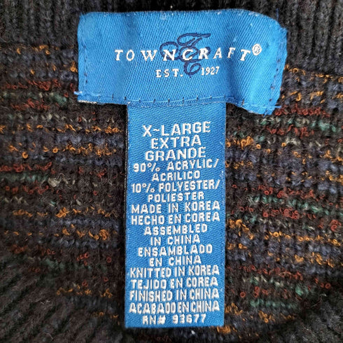 タウンクラフト TOWNCRAFT 90s チェック クルーネック ニット メンズ JPN:XL
