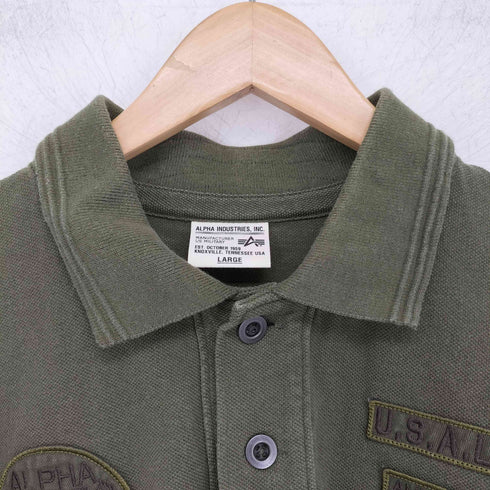 アルファインダストリーズ ALPHA INDUSTRIES ワッペン 刺繍 ポロシャツ メンズ JPN:L