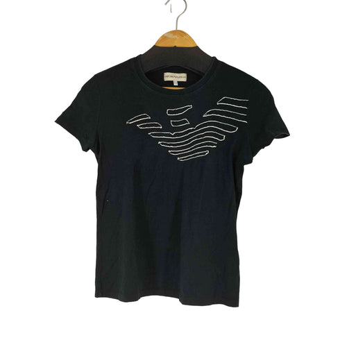 エンポリオアルマーニ EMPORIO ARMANI ロゴパッチ S/S クロップド Tシャツ レディース US 6