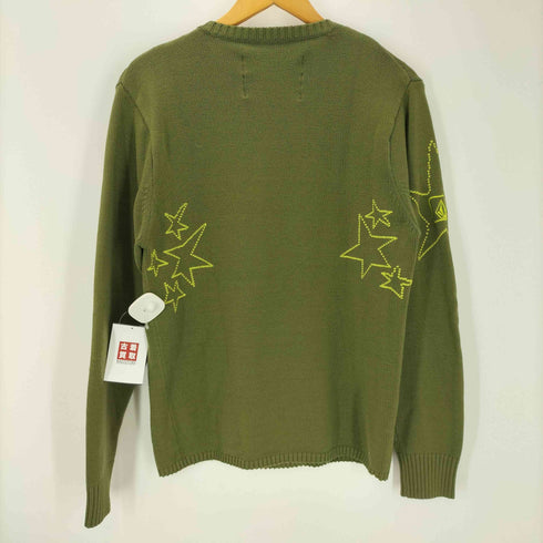 ヴォルコム VOLCOM 00S 星 スター ステッチ ローゲージ クルーネック コットン ニット セーター Y2K メンズ import:M