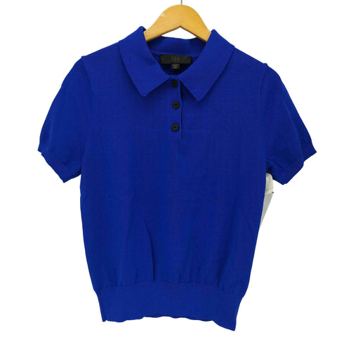 ザラ ZARA S/S レーヨンナイロン スリム ポロニット レディース import:M