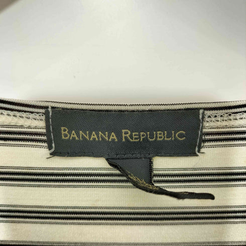 バナナリパブリック BANANA REPUBLIC 90s USA製 ナイロンストレッチ ボーダー S/S Tシャツ レディース import:L
