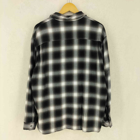 FRONT11201 オンブレチェック レーヨン開襟ボックスシャツ メンズ JPN:XL