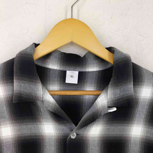 FRONT11201 オンブレチェック レーヨン開襟ボックスシャツ メンズ JPN:XL