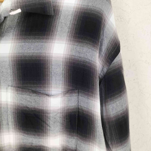 FRONT11201 オンブレチェック レーヨン開襟ボックスシャツ メンズ JPN:XL