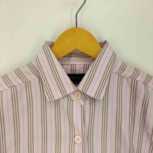 バーバリーロンドン BURBERRY LONDON ロゴ刺繍 マルチストライプ L/S シャツ セットアップ レディース M