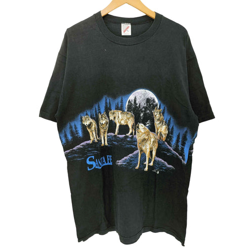 ジャージーズ JERZEES 90s USA製 袖シングル SANTA FE オオカミ Tシャツ メンズ import:XL