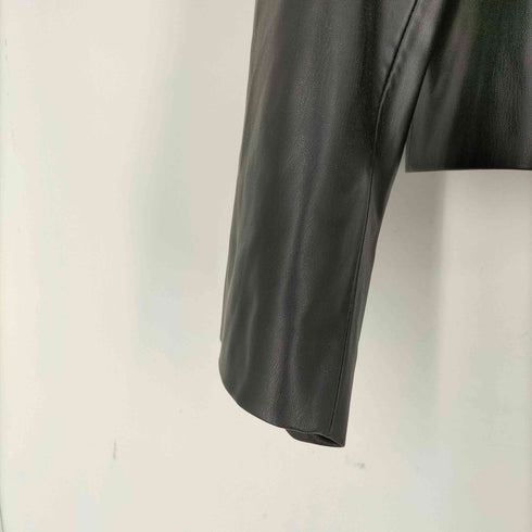 ザラ ZARA フェイクレザー ノーカラージャケット 金ボタン レディース JPN:M