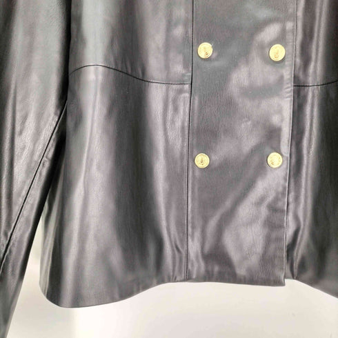 ザラ ZARA フェイクレザー ノーカラージャケット 金ボタン レディース JPN:M