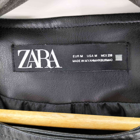 ザラ ZARA フェイクレザー ノーカラージャケット 金ボタン レディース JPN:M