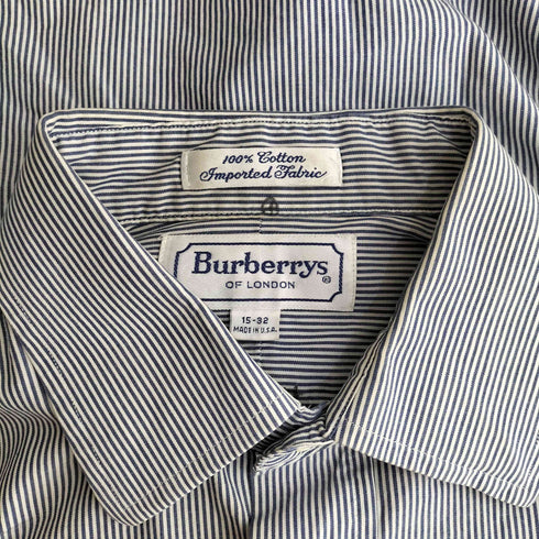バーバリーズ BURBERRYS 90s USA製 白タグ コットン ストライプ シャツ メンズ 15-32