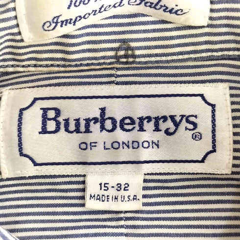 バーバリーズ BURBERRYS 90s USA製 白タグ コットン ストライプ シャツ メンズ 15-32