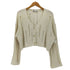ザラ ZARA ダメージ加工 クロップド カーディガン レディース import:M