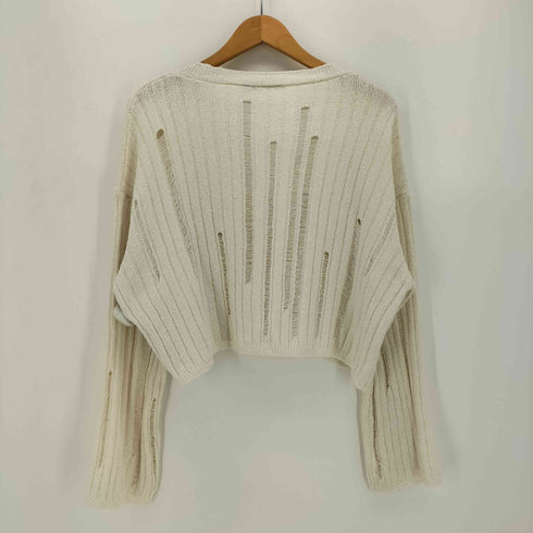 ザラ ZARA ダメージ加工 クロップド カーディガン レディース import:M