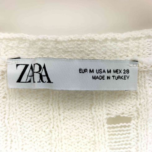 ザラ ZARA ダメージ加工 クロップド カーディガン レディース import:M