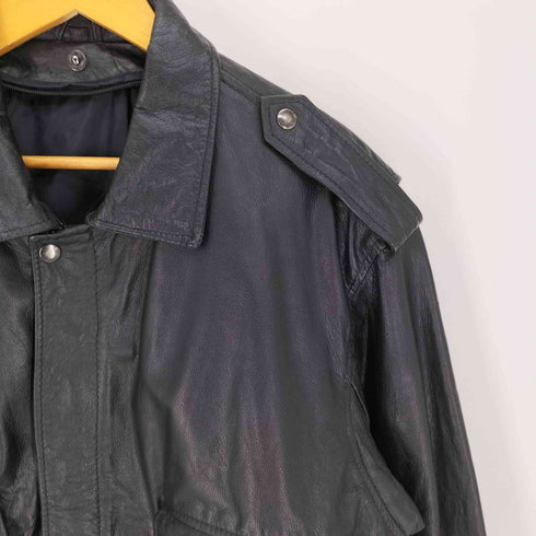 ジップアップ シボ レザー ジャケット メンズ
