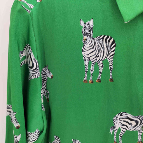 ザラ ZARA シマウマ アニマルプリント サテン 長袖 シャツ レディース import:M