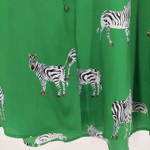 ザラ ZARA シマウマ アニマルプリント サテン 長袖 シャツ レディース import:M
