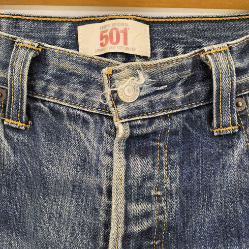 リーバイス Levis 00s 08年製造 501 ボタン裏刻印P85 ボタンフライ ストレート ダメージデニム メンズ W33 L32
